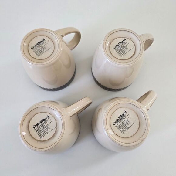 Crate & Barrel Ceramic Mugs Set of 4 Teal Bronze Textured Asian Style Mid Centur - Picture 12 of 13